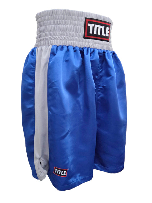 Title Boxing Trunks: - Satin-Blue